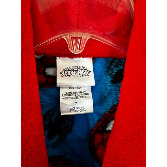 🌻 4/$25 Spider-Man Plush Fleece Robe, Belt, Blue & Red, Kids size 7 - Picture 3 of 3